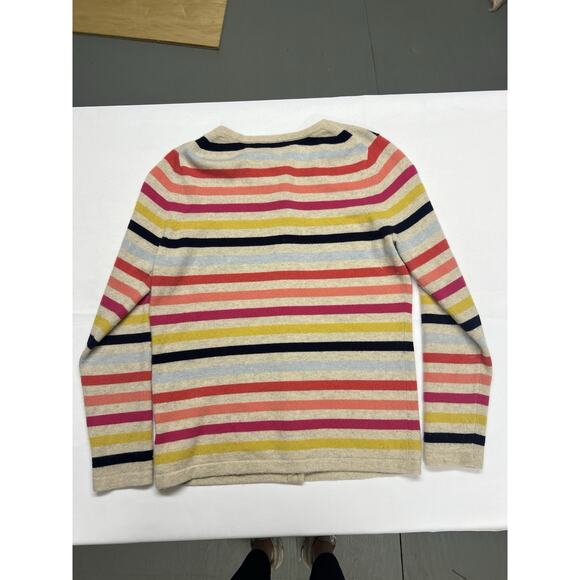 Pure Collection 100% Cashmere Womens Cardigan Size 6 Striped Sweater - Picture 9 of 9
